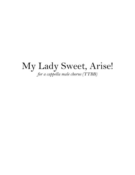 Free Sheet Music My Lady Sweet Arise