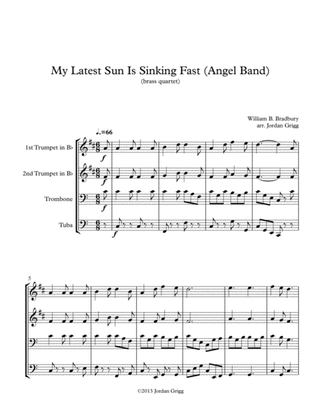 My Latest Sun Is Sinking Fast Angel Band Brass Quartet Sheet Music