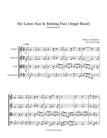 Free Sheet Music My Latest Sun Is Sinking Fast Angel Band String Quartet