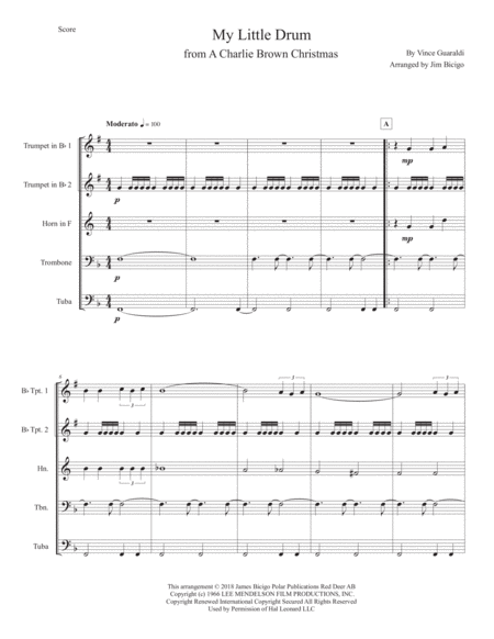 Free Sheet Music My Little Drum From A Charlie Brown Christmas