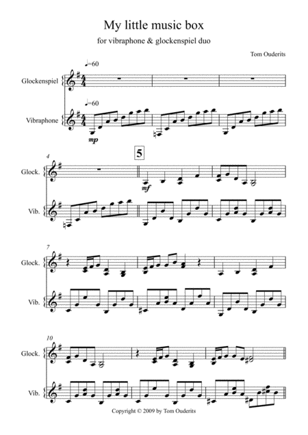 My Little Music Box Duet For Vibraphone And Glockenspiel Sheet Music