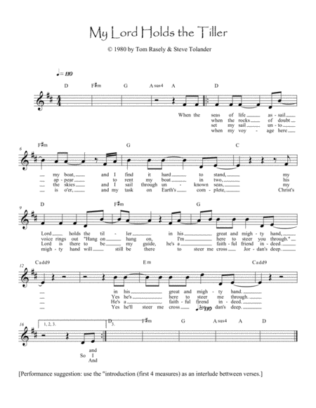 Free Sheet Music My Lord Holds The Tiller