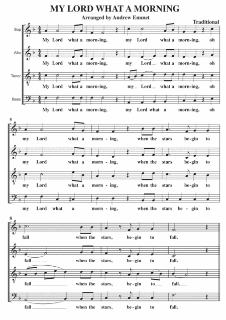 My Lord What A Morning A Cappella Sheet Music