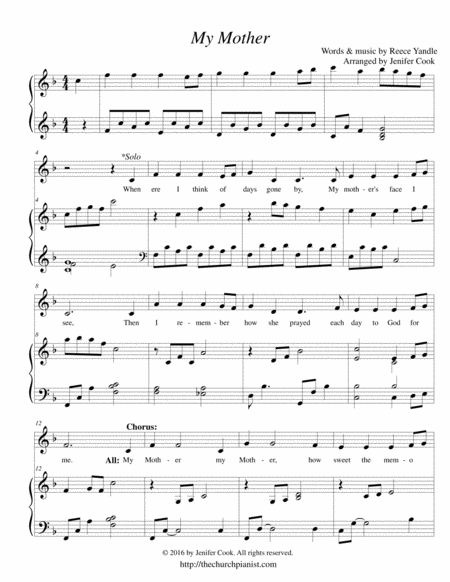 Free Sheet Music My Mother