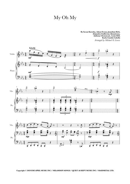 My Oh My Featuring Dababy For Piano And Violin Sheet Music