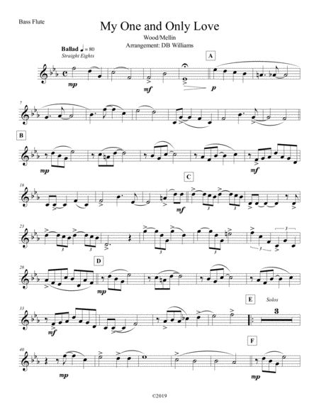 Free Sheet Music My One And Only Love Bass Flute