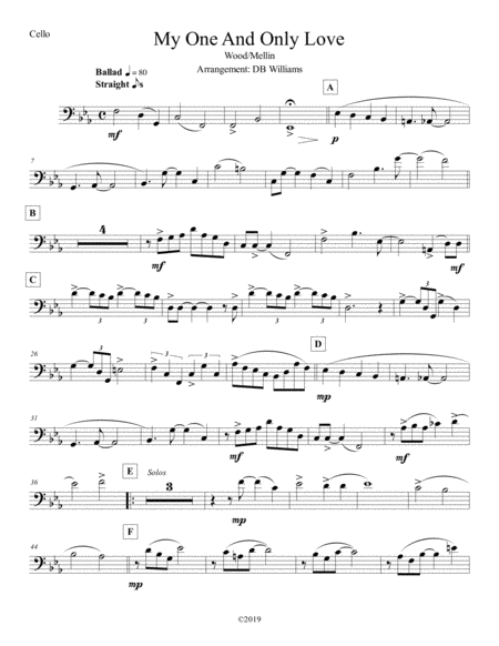 Free Sheet Music My One And Only Love Cello