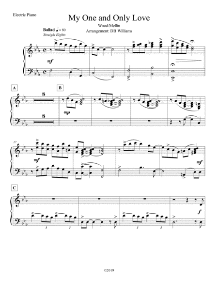 Free Sheet Music My One And Only Love Electric Piano