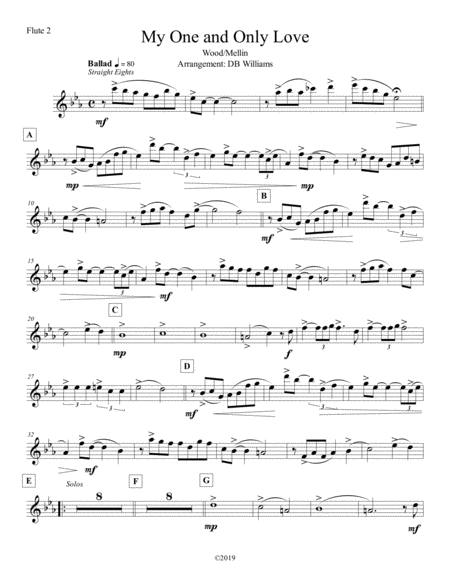 Free Sheet Music My One And Only Love Flute 2