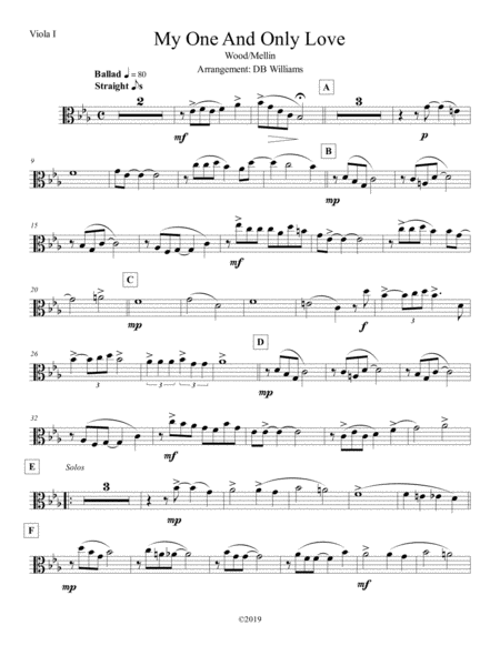 Free Sheet Music My One And Only Love Viola 1