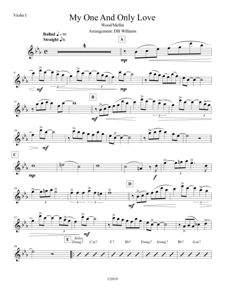 Free Sheet Music My One And Only Love Violin 1