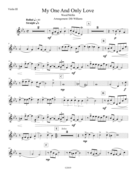 Free Sheet Music My One And Only Love Violin 3