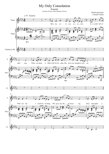 My Only Consolation Rasputin For Solo Male Voice And Piano Optional Clarinet Sheet Music