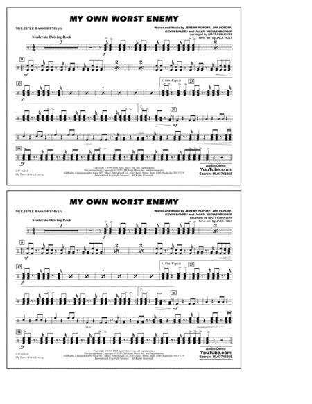 My Own Worst Enemy Arr Matt Conaway Multiple Bass Drums Sheet Music