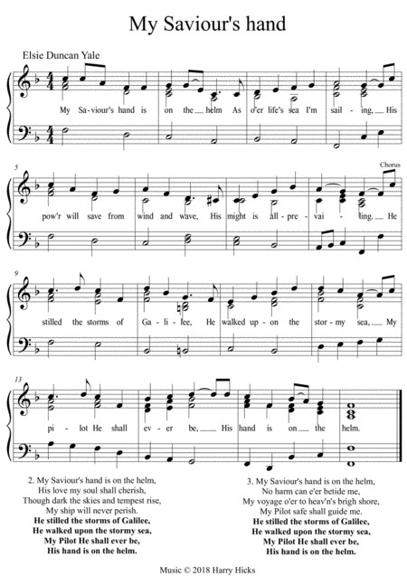 My Saviours Hand Is On The Helm A New Tune To This Wonderful Hymn Sheet Music