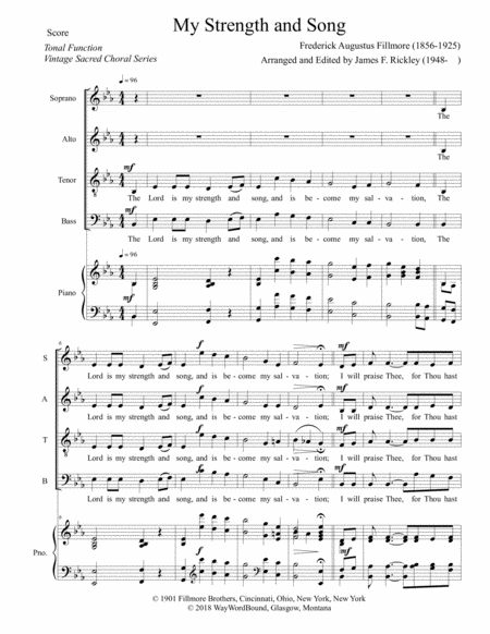 Free Sheet Music My Strength And Song