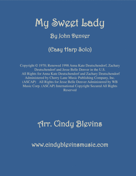 Free Sheet Music My Sweet Lady Easy Harp Solo