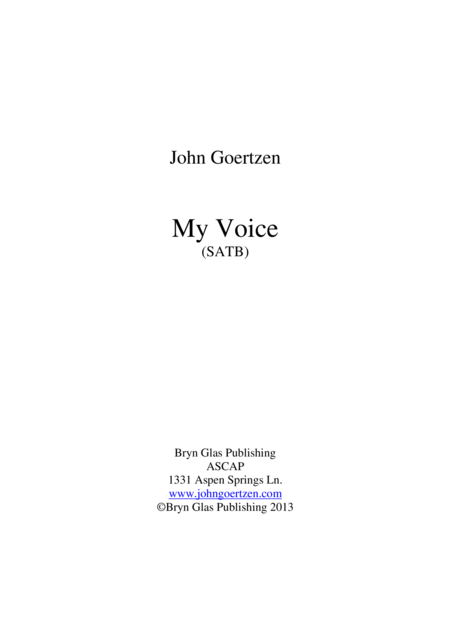 Free Sheet Music My Voice