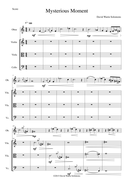 Free Sheet Music Mysterious Moment For Oboe And String Trio