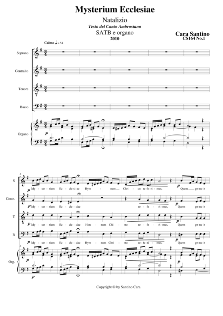 Free Sheet Music Mysterium Ecclesiae Choir Satb And Organ