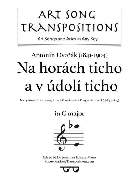 Free Sheet Music Na Horch Ticho A V Dol Ticho Transposed To C Major
