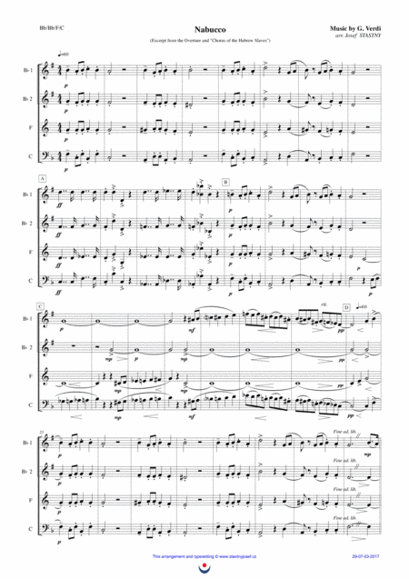 Nabucco Chorus And Overture Excerpt Sheet Music