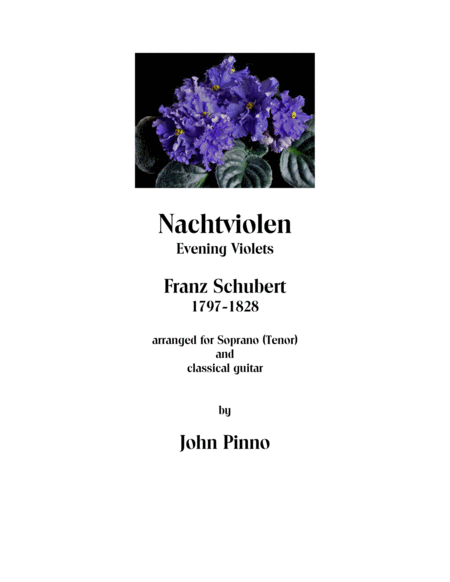 Nachtviolen Franz Schubert Arranged For Soprano Or Tenor And Classical Guitar Sheet Music