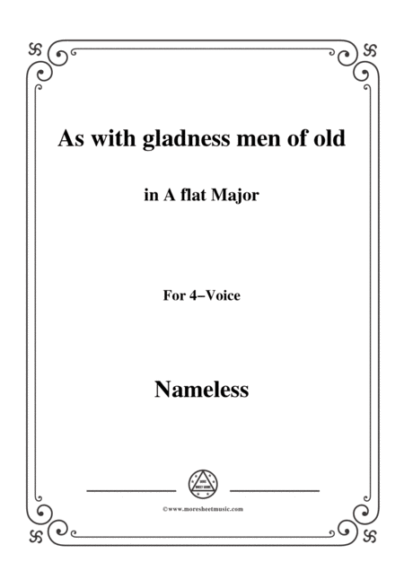 Free Sheet Music Nameless Christmas Carol As With Gladness Men Of Old In A Flat Major For 4 Voice