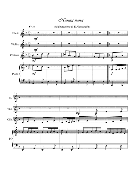 Free Sheet Music Nanita Nana Quartet