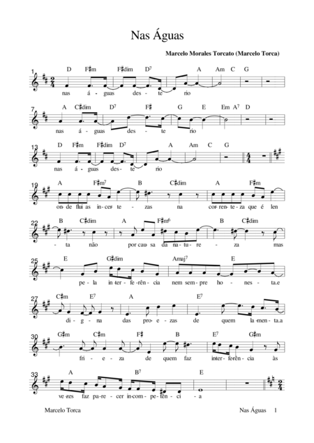 Free Sheet Music Nas Guas