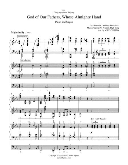 National Hymn God Of Our Fathers Whose Almighty Hand Piano Organ Sheet Music