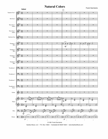 Free Sheet Music Natural Colors Original Version