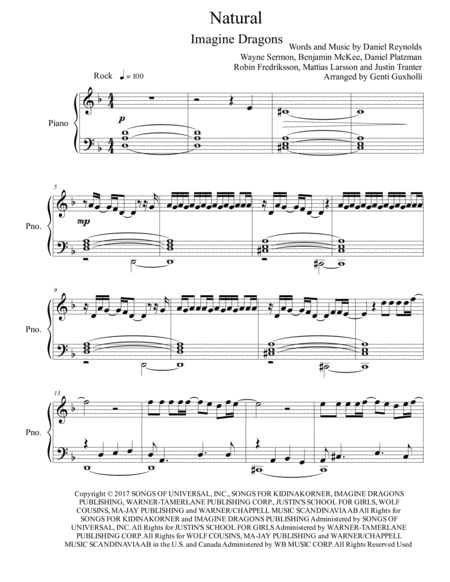 Natural Piano Solo Sheet Music