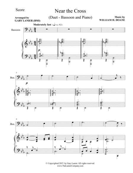 Near The Cross Duet Bassoon Piano With Score And Instrument Part Sheet Music