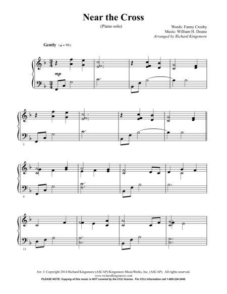 Near The Cross Solo Piano Sheet Music