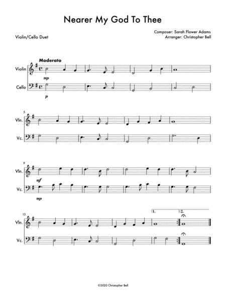 Nearer My God To Thee Easy Violin Cello Duet Sheet Music