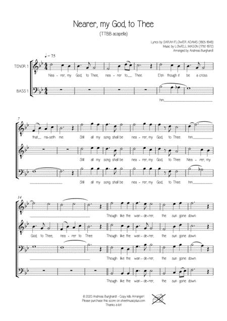 Nearer My God To Thee For Choir Ttbb Acapella Sheet Music