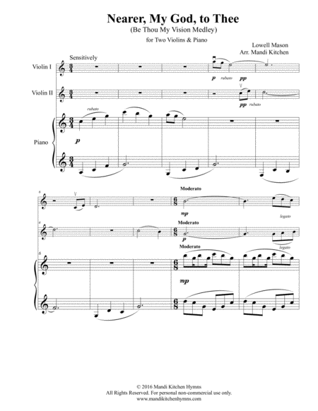 Nearer My God To Thee Violin Duet Sheet Music