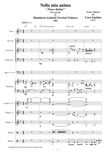 Free Sheet Music Nella Mia Anima Ballad For Voice And Orchestra