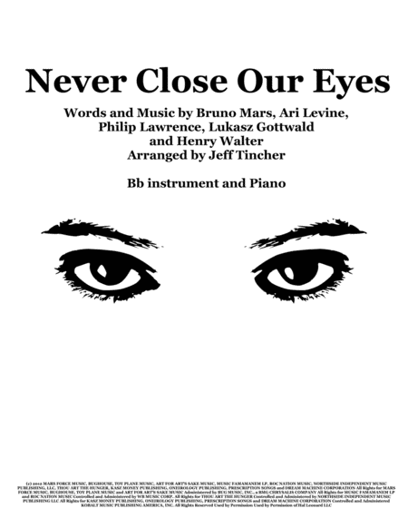 Never Close Our Eyes Sheet Music