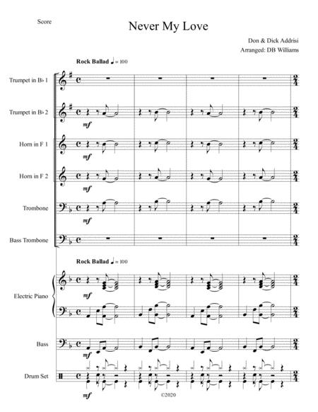 Free Sheet Music Never My Love Brass Sextet