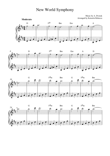 New World Symphony Music Box Version Sheet Music