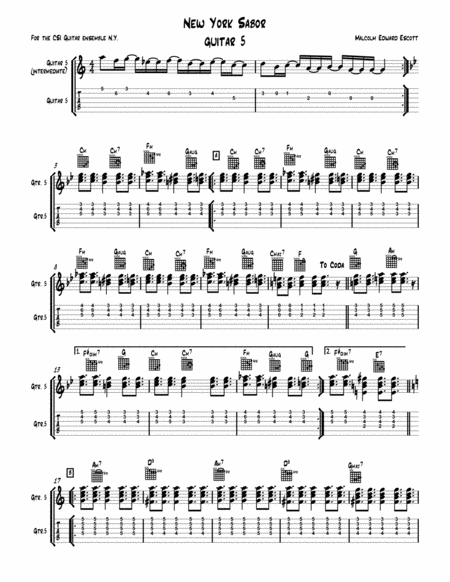 Free Sheet Music New York Sabor Guitar 5