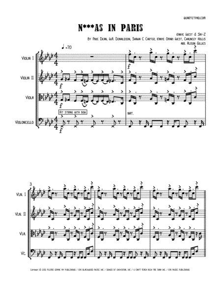 Ni As In Paris String Quartet Sheet Music