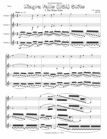 Niagara Falls Suite Usa For Clarinet Quartet Sheet Music