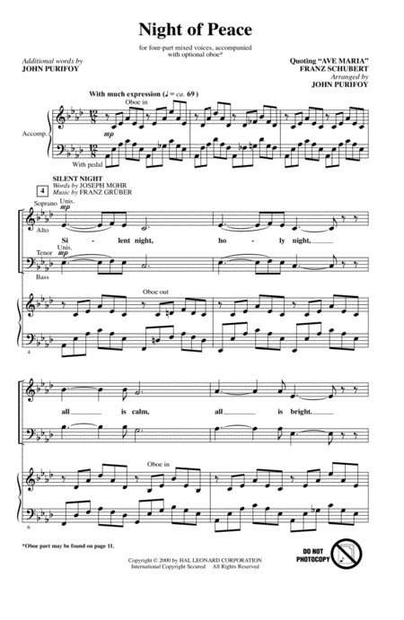 Night Of Peace Arr John Purifoy Sheet Music