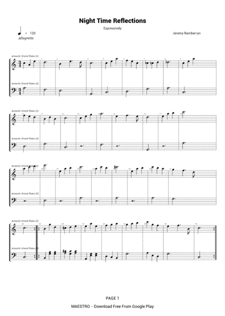 Night Time Reflections Sheet Music