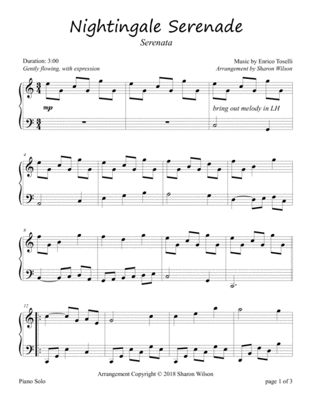 Free Sheet Music Nightingale Serenade Serenata