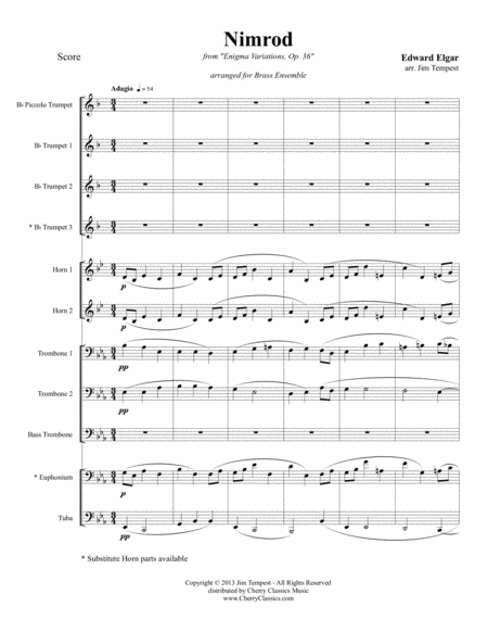 Nimrod From Enigma Variations For Brass Ensemble Sheet Music