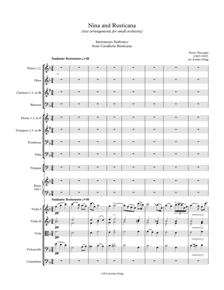 Nina And Rusticana Two Arrangements For Small Orchestra Sheet Music